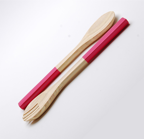 Fuschia bamboo servers 27cm - Couverts a salade